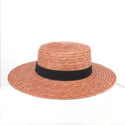 China Character handmade wide brim straw hat with suede bow for sale