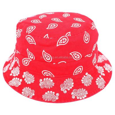 China Bandana Printing Red Bucket Hat 100% Cotton Picture for sale