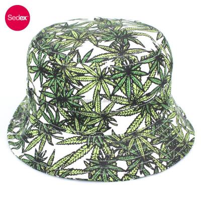 China Custom Picture Marijuana Leaf Print Bucket Hat Bucket Hat for sale