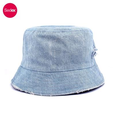 China JOINT Denim Girls Mask Washed Bucket Hat for sale