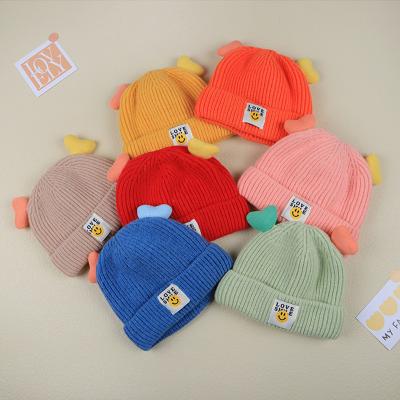 China HY04 Autumn And Winter Baby Hat Boys Girls Casual Cute Children's Plush Knitted Warm Thickened Windproof Baby Wool Hat for sale