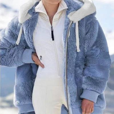 China Breathable Warm Outdoor Wholesale Plush Women's Heavyweight Polyester Anorak Sweatshirt Single Zipper Up Pocket Hoodie Jacket Coat for sale