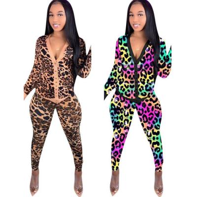 China Other New Autumn And Winter Fashion Casual Women Fall Spot Leopard Print Yarn Thin Suit Loungewear Set 2 Pieces Set Women Cloth for sale