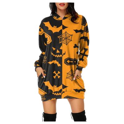 China CHD0005W Windproof Casual Women Long Dress Christmas Costume Printed Sweater Sweatshirt Hoodies Hoodies Dress for sale