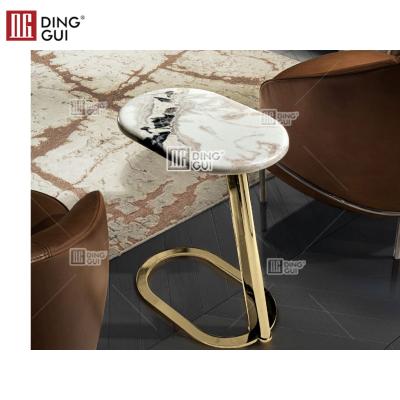 China Single Side Table (Other) Adjustable Legs Marble Coffee Table Modern Design Metal Table for sale