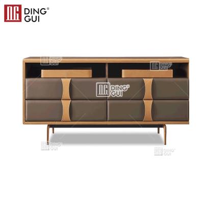 China (Other) Luxury High Quality Modern Dining Furniture Sideboard Sideboard Luxury Leather Cabinet for sale