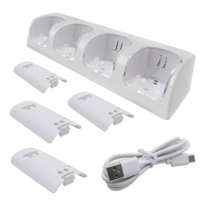 China Quick Charging Hot 4 in 1 Charging Dock for Wii 4 Port Charging Station with 4 2800mAh Rechargeable Battery Pack USB Charging Cable for sale