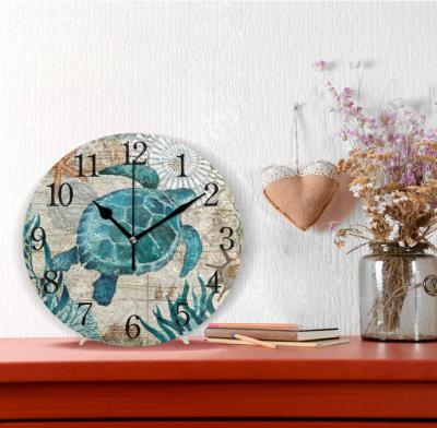 China Antique Style Home Spring Green Circular 9 Inch Silent Wall Clock Frameless Acrylic Wall Clocks for sale