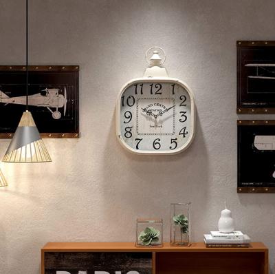 China Home Antique Source Style Vintage Style Vintage Wall Clock White Square Battery Operated Silent Decorative Wall Clock for sale