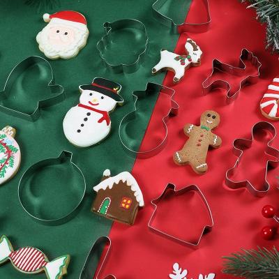 China 8pcs Tree Santa Star Gingerbread Man Stainless Steel Christmas Holiday Cookie Cutter Viable Custom Set for sale