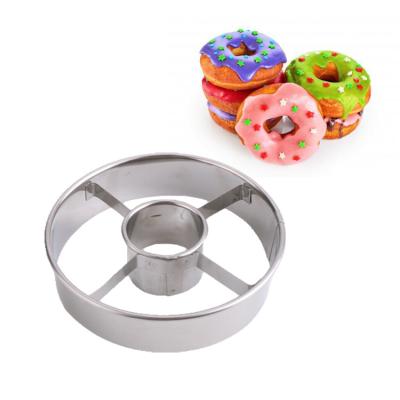 China Large Hole Stainless Steel Commercial Viable Household Cake Bread Biscuit DIY Manual Round Donut Cutter for sale