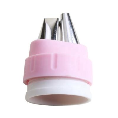 China Sustainable Stainless Steel Nozzle 4pcs 6pcs PE PP Baking Glazing Plastic Double Tips Set Piping Bag Coupler for sale