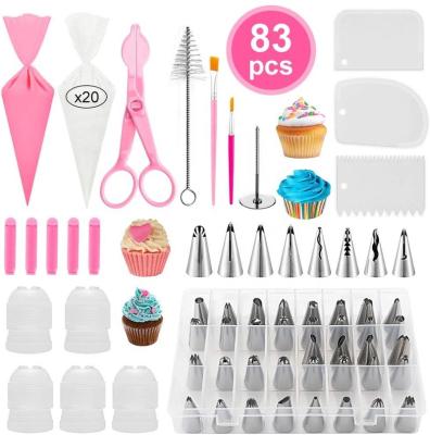 China Sustainable 83 Pcs Icing Piping Nozzle Pastry Fondant Making Tools Full Baking Accessories Supplies Cake Decorating Kit for sale