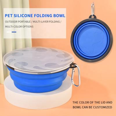 China Dogs 1000ml 1400ml 2500ml Large Collapsible Collapsible Driver Silicone Portable Pet Bowl Pet Travel Bowl for sale