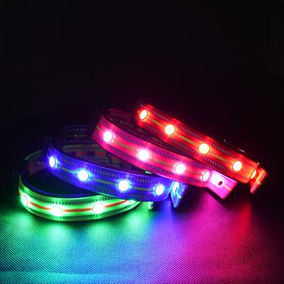 China Viable Adjustable Pet Collar USB Rechargeable Cervical Magnetic Attraction Reflective Waterproof Led Dog Collar for sale