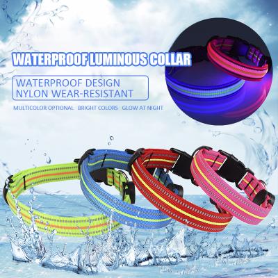 China Viable Waterproof Reflective Flashing Light Waterproof Reflective Dog Collar LED Adjustable Height Light for sale