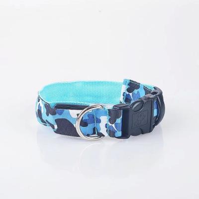 China Sustainable Supply Pet Lead Products Camouflage Pattern Custom Logo Led Flashing Dog Collar for sale