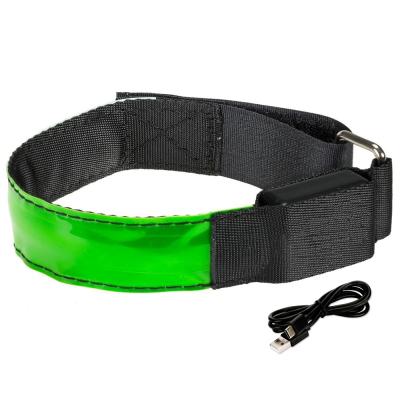 China Polypropylene or Nylon (PP) Webbing Wholesale Led Wristband Security Night Sports Usb Rechargeable Led Flasher Armband for sale