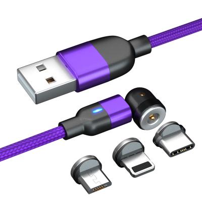 China MP3/MP4 player 540 degree rotating magnetico 2A quick charger 3 in 1 magnetic charging cable for iphone for sale