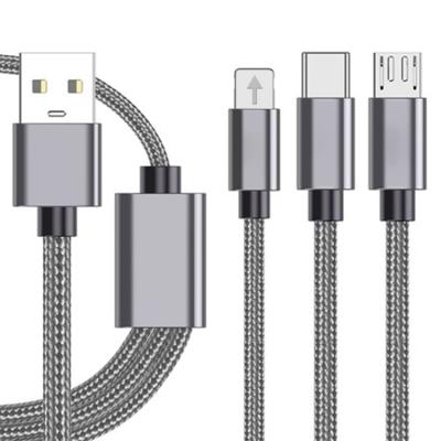 China MP3/MP4 Player 1M Mobile Phone USB Cable 3 In 1 Fast Charger Cable Micro USB Type C To Light Up Charging Cable for sale