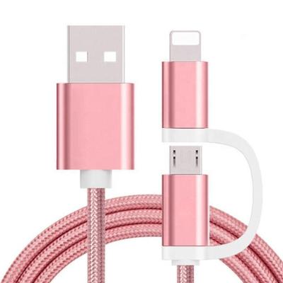 China MP3/MP4 Player Amazon Hot 2 In 1 Micro 8 Pin USB Charger Cable For Mobile Phone for sale