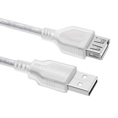 China Player 1M USB 2.0 Extension Data Cable Transparent White Fast Charging MP3/MP4 USB Male To Female Cable for sale