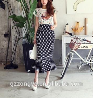 China Maternity Women Long Pencil Fishtail Skirts Retro Polka Dot Skirts for sale