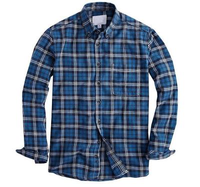 China Anti-pilling Men Plaid Flannel Shirts Long Sleeve Checked Fashion Shirt for sale