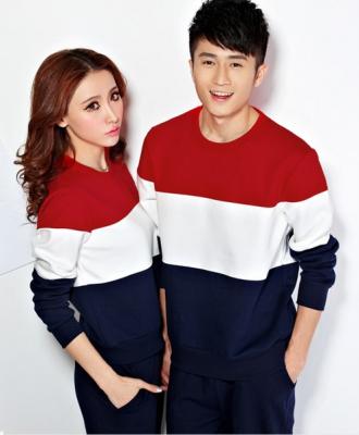 China Anti-pilling Color Block Couple T-shirt 2014 Long Sleeve T-Shirt for sale