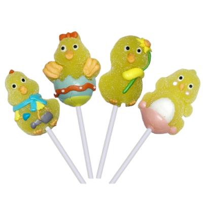 China Natural creative fruit flavor candy rabbit chicken egg shape jelly pop lollipop candy for Easter for sale