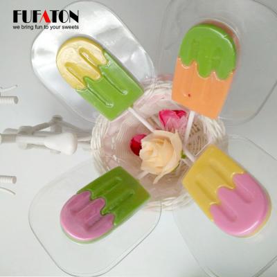 China Natural Delicious Cartoon Chocolate Ice Cream Hand Decorated Lollipop Candy for sale