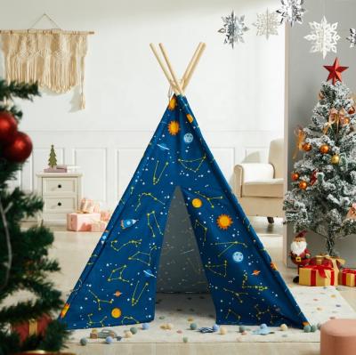 China Asweets Sky Teepee Canvas Teepee Tent Kids Easy Foldable Play Tent Starry Boys Play Tent Kids Teepee Tent Indoor Activity Playhouse for sale