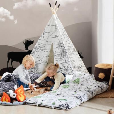 China Easy Foldable Kids Play Tent Hot Sale Asweets World Map Kids Teepee Tent Black Teepee Tent For Kids Indian Teepee Toy Tents for sale