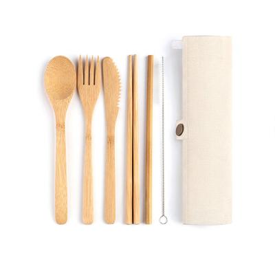 China Sustainable Travel Cutlery Set Bamboo Knife Fork Spoon Eco Friendly Cutlery Set With Pouch for sale