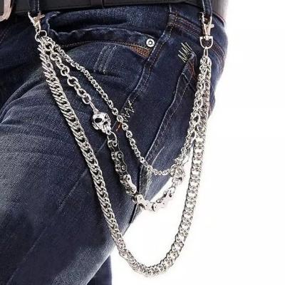 China High quality European and American key waist pants skull rock charm skull chain belt men's fashion key for sale