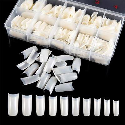 China 500pcs/box Flexibility French Style Natural False Nail Tips Full Cover Long Eagle Claw Shape Artificial Nail Art Tips for sale