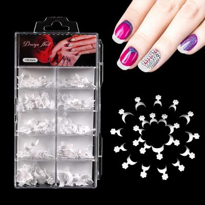 China Nature Clear Artificial Crescent Moon Finger Tips 10 Size Nail Salons Flexibility Half Cover Case French False Nails Art Tips for sale