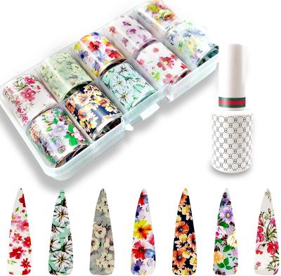 China Easy Apply Beautiful Nail Art Stickers Decals Full Finger Cover Nail Wraps Gel Nail Sticker for sale