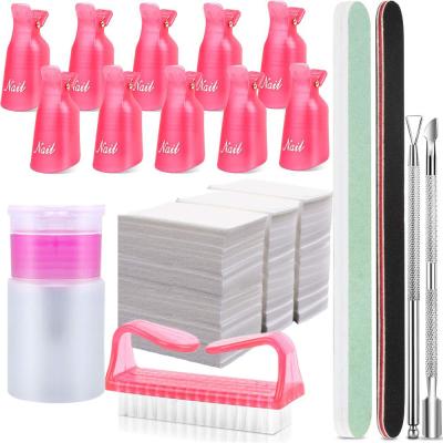 China Eco-Friendly Nail Art Soak Off Clip Kit With Cuticle Pusher And Nail Polish Remover Tools Nail File Grit Gel for sale