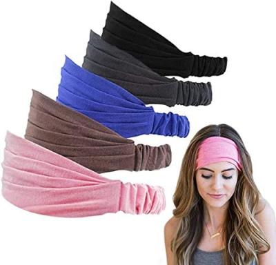 China Unique Colorful Soft Headband Wide Headbands Pack Knot Cotton Button Sports Headband For Women Girls for sale