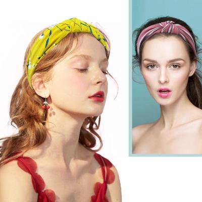 China Wholesale Soft Headband Floral Print Hair Circle Women Hair Accessories Women Hair Accessories Headband Cross Knot Headband New for sale