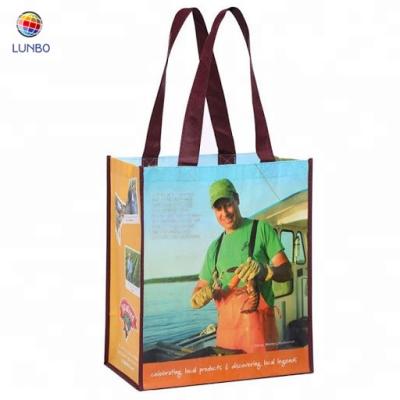 China Handled Reusable Grocery Bags Shopping Totes Made From REUSED PLASTIC BOTTLES RPET Shopping Bag for sale