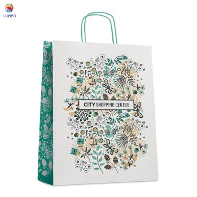 China Personality Handled Custom Printed Black Luxury Brand Clothing Retail Packaging Paper Bag With Logo for sale