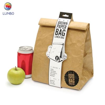 China Custom reusable washable brown thermal handled tyvek cooler bag insulated tyvek paper lunch bag for sale