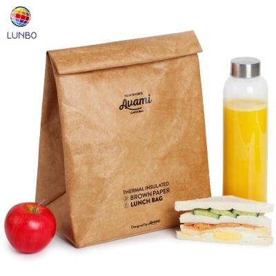 China Wholesale Handled Cheap Eco Friendly Thermal Brown Insulated Tyvek Paper Lunch Cooler Cooler Bag for sale