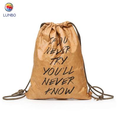 China Handled customize backpack dupont sport waterproof promotional recycled tyvek paper drawstring bag for sale