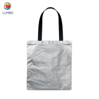 China Custom Brown Handled Light Weight Paper Tyvek Tote Bag For Women for sale