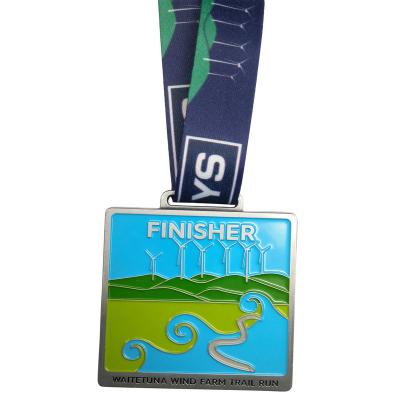 China Manufacturer Design Custom Logo Zinc Alloy Marathon Finisher of North America Sports Medals with Ribbon for sale