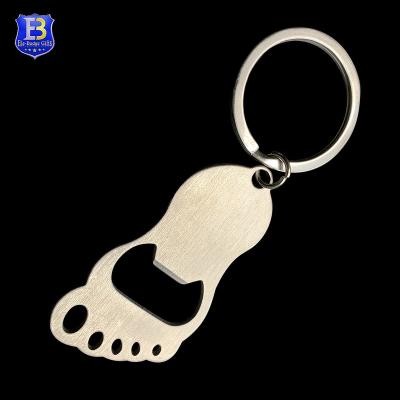 China Viable Custom Metal Footprint Shape Bottle Opener Ring Key Chain for sale