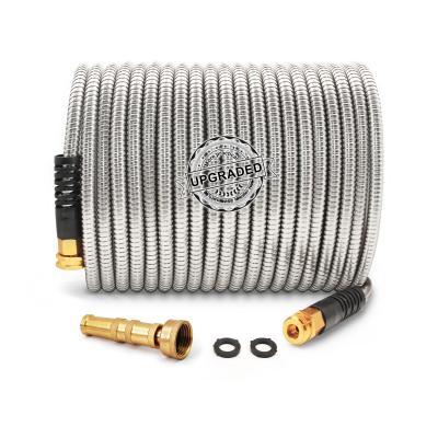 China FREE SHIPPING Anti-Corrosion US Stainless Steel Metal Garden Hose 50FT, Cesun Garden Hose With Spout for sale